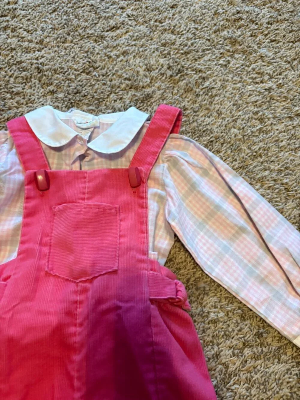 Vintage pink corduroy overalls outfit set
